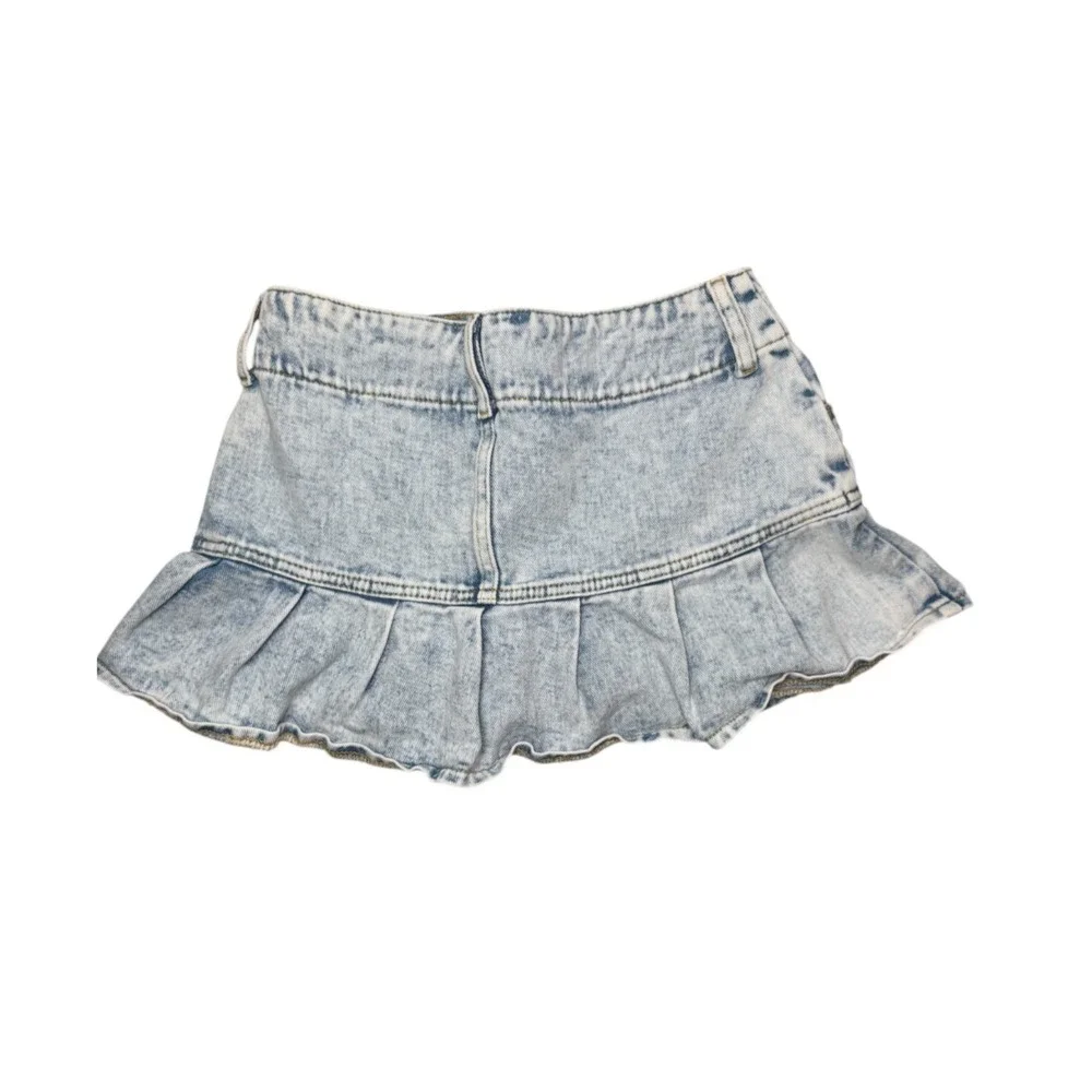 Pacsun Denim Skirt Sz 24 Light Wash Ruffled Skater Spring Summer Back‎ To School